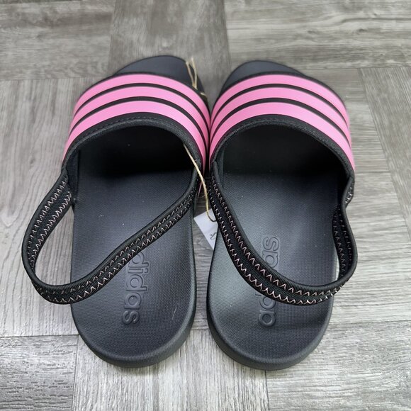 Adidas Adilette Estrap Kids size 2 Black Pink Slingback Sandals - Picture 6 of 8